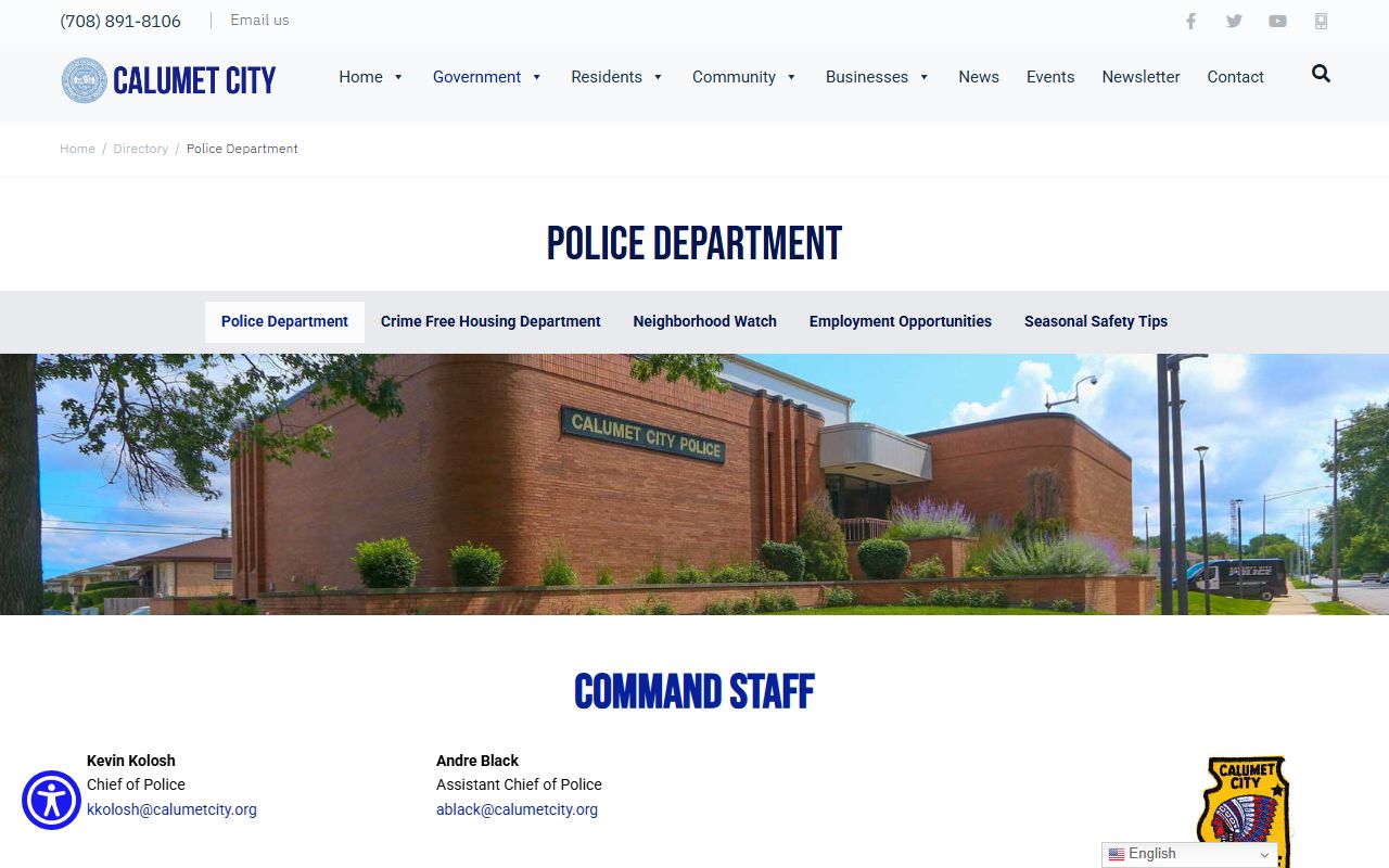 Calumet City Police Department website for arrest records access