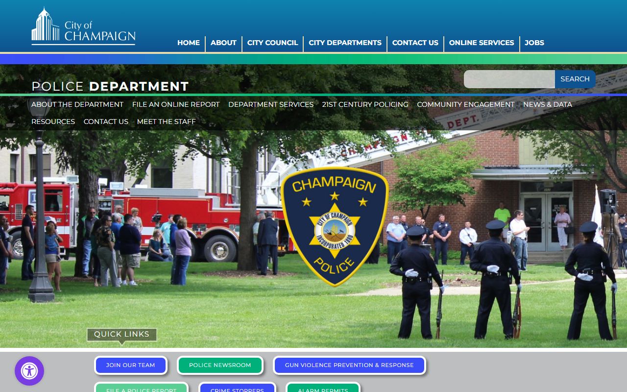 Champaign Police Department main page for arrest records
