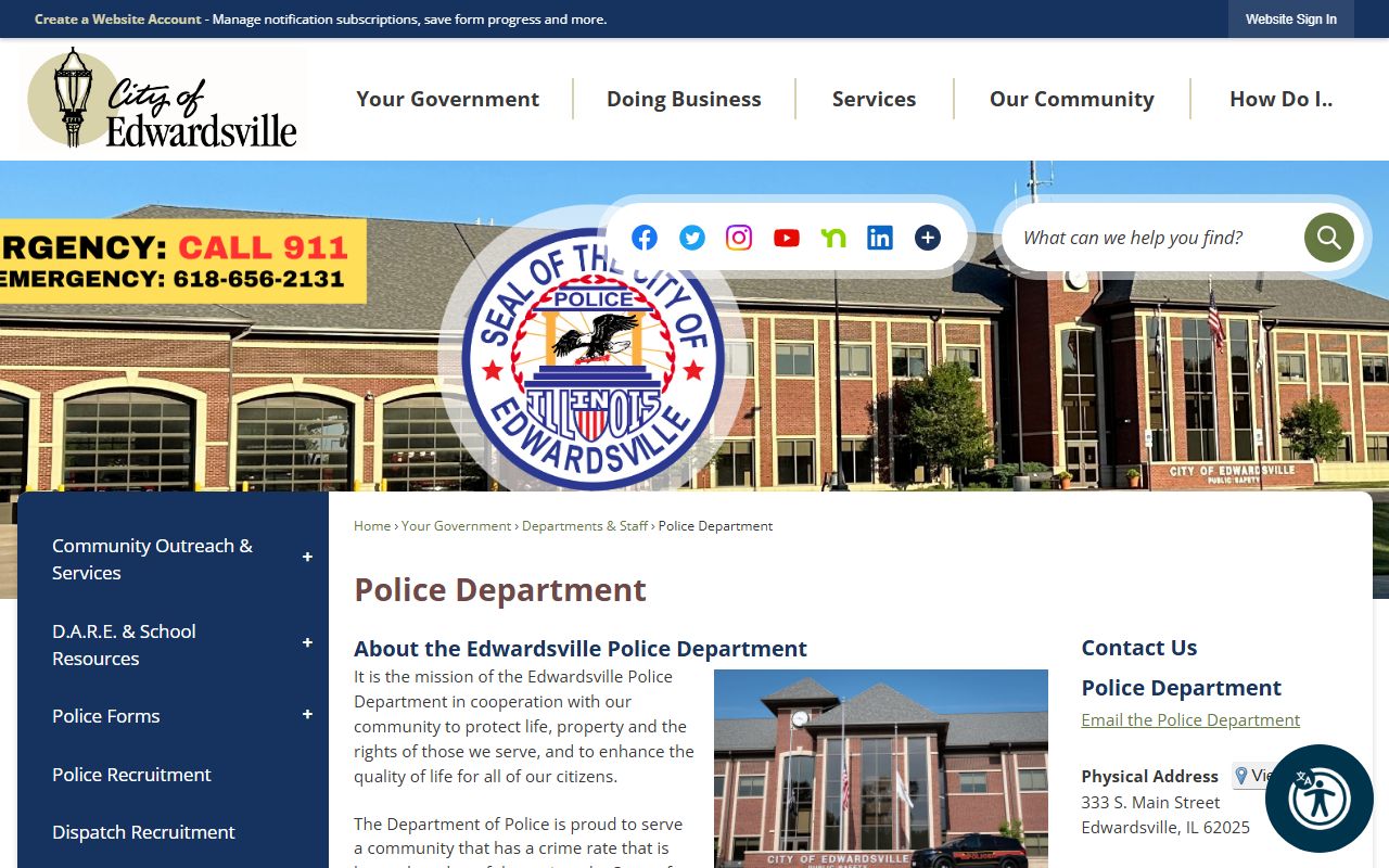 Edwardsville Police Department page for arrest records