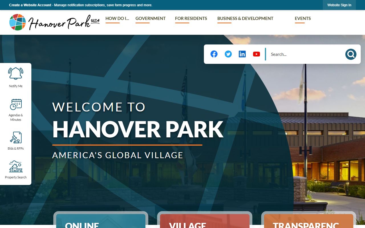 Hanover Park village portal for police department and arrest records