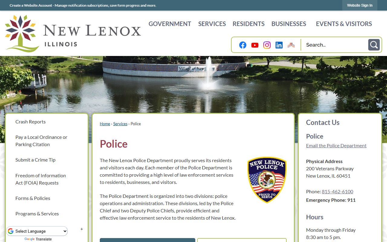 New Lenox Police Department arrest records resource
