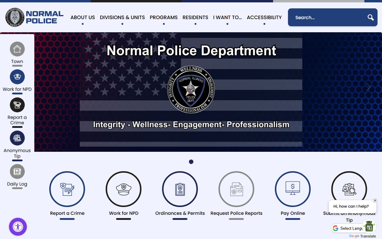 Normal Police Department main page