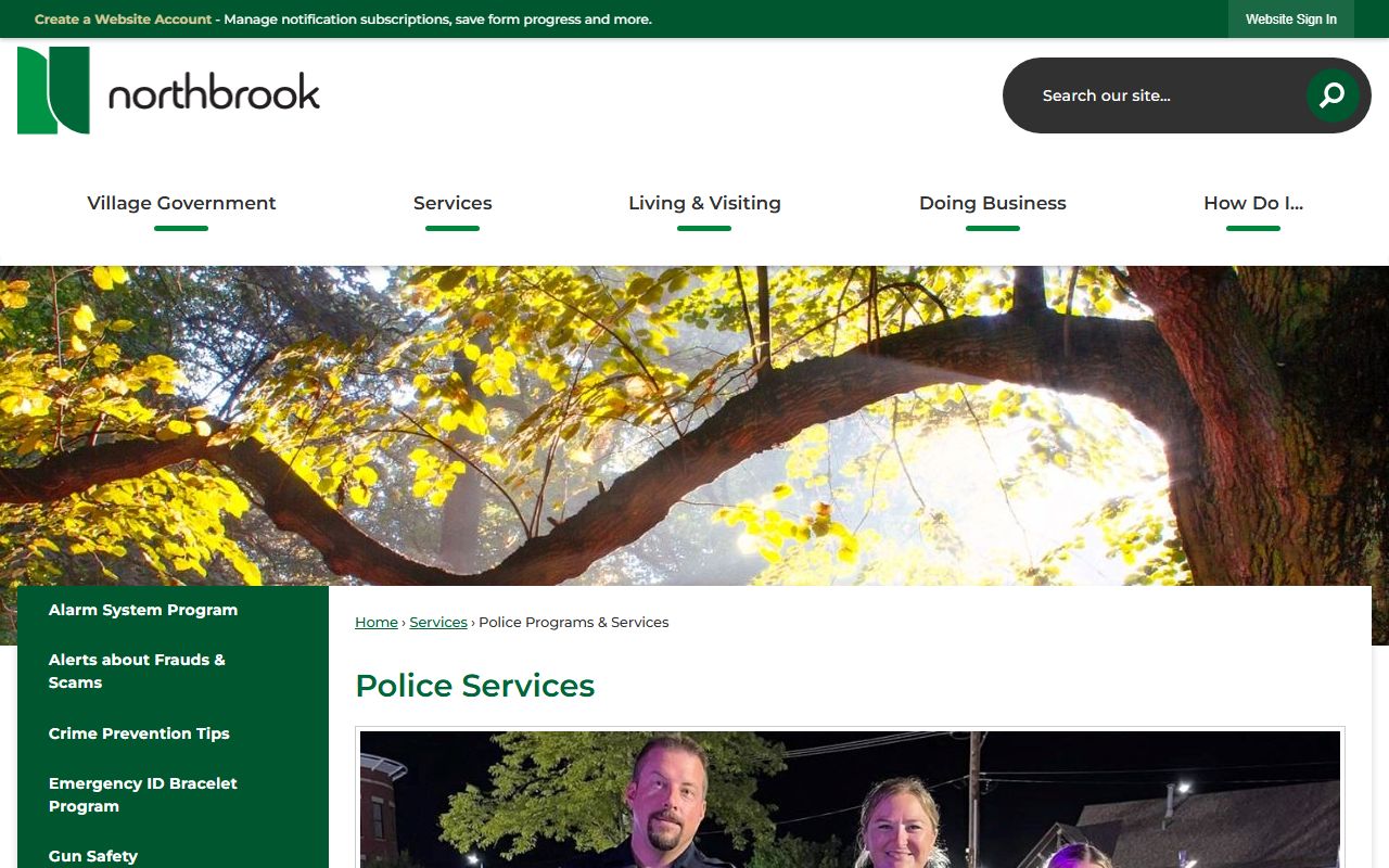 Northbrook Police Department website for arrest records access