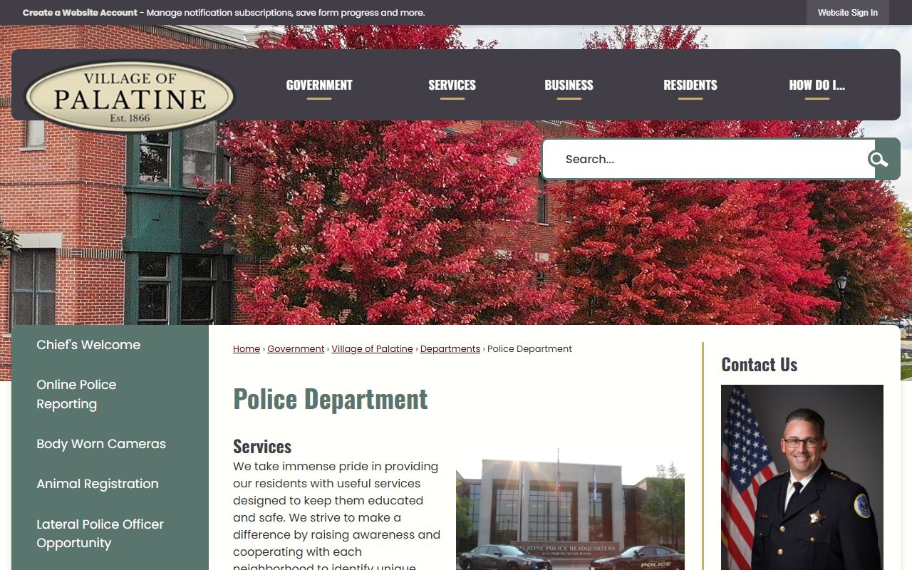 Palatine Police Department website for arrest records