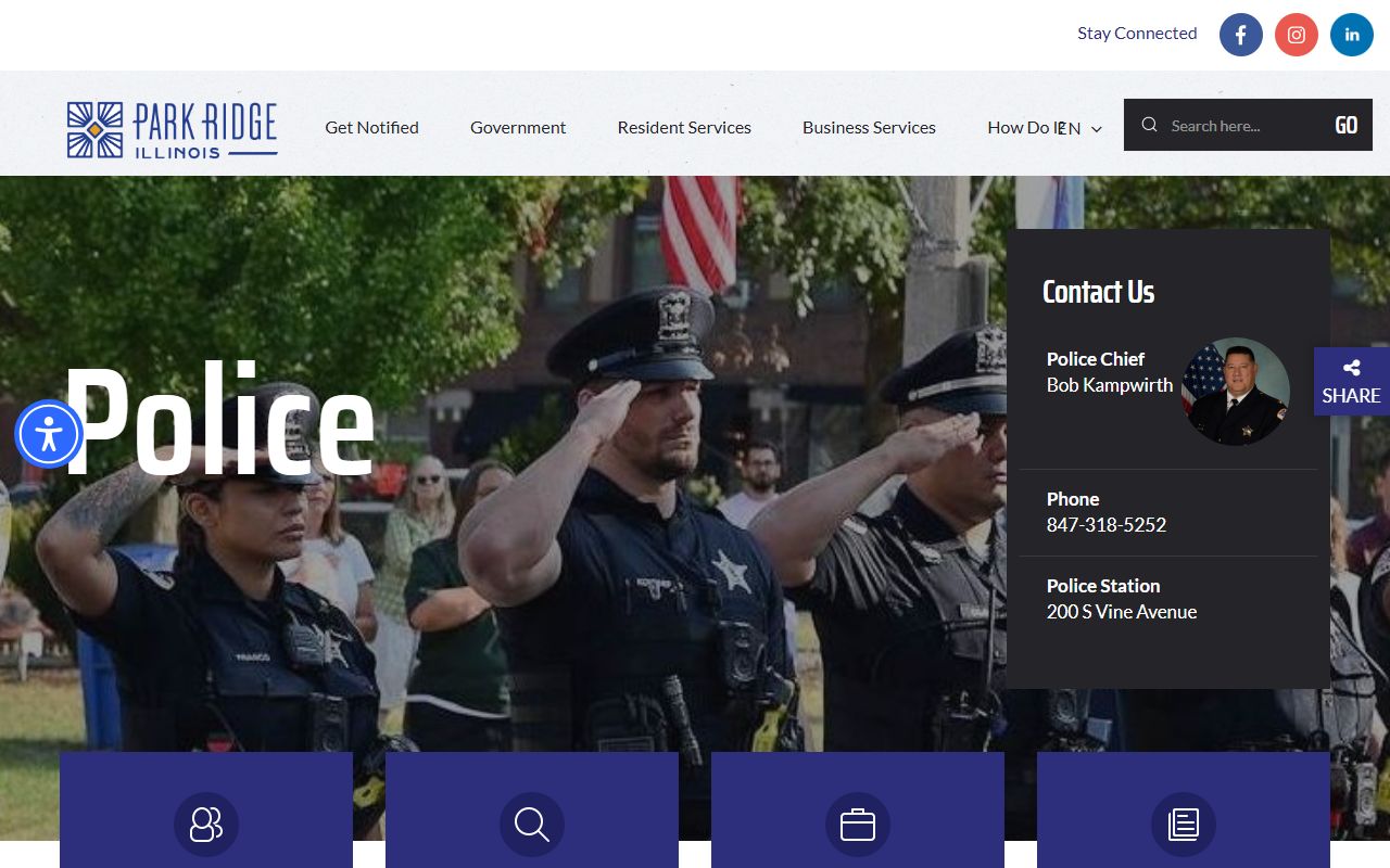 Park Ridge Police Department website for arrest records access