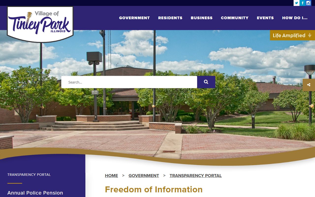 Tinley Park Police Department FOIA request page for arrest records