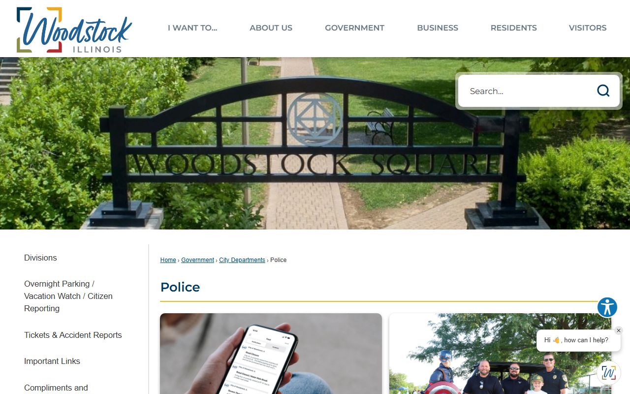 Woodstock Police Department page for arrest records