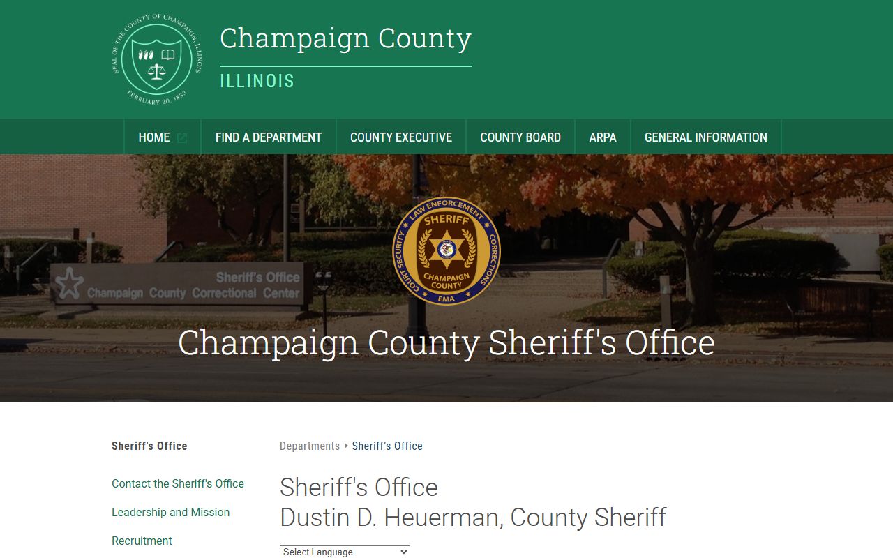 Champaign County Sheriff's Office website for arrest records and jail information