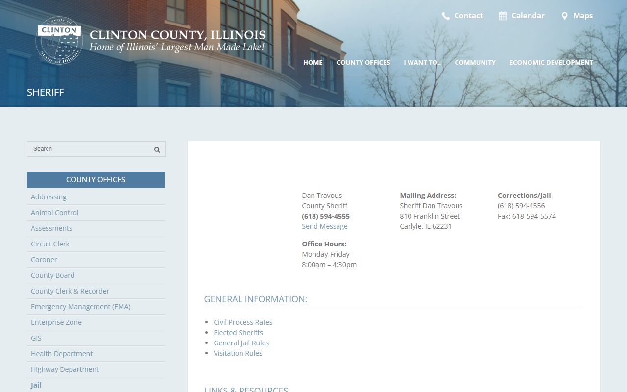 Clinton County Sheriff's Office page for arrest records access