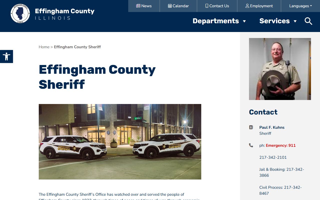 Effingham County Sheriff's Office page for arrest records information