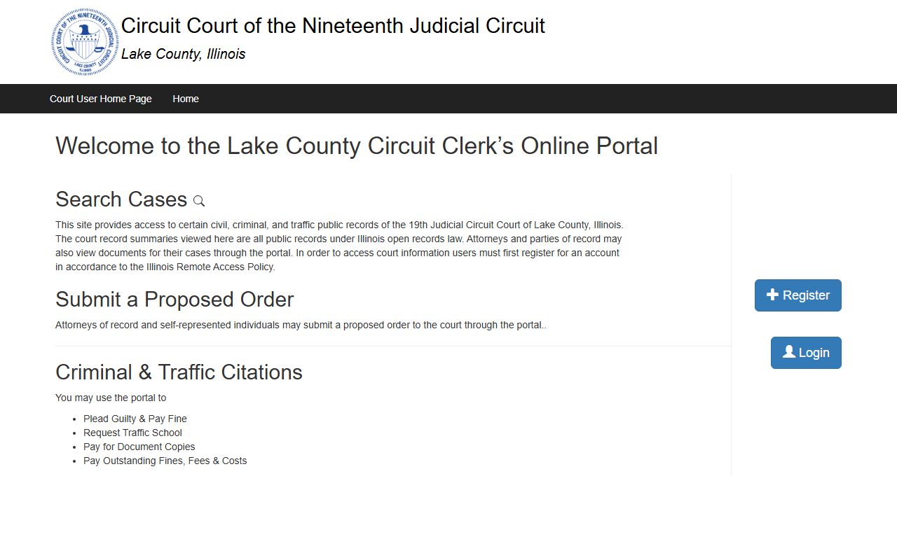 Lake County 19th Judicial Circuit Court public records portal