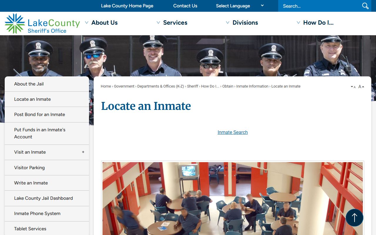 Lake County locate an inmate search tool