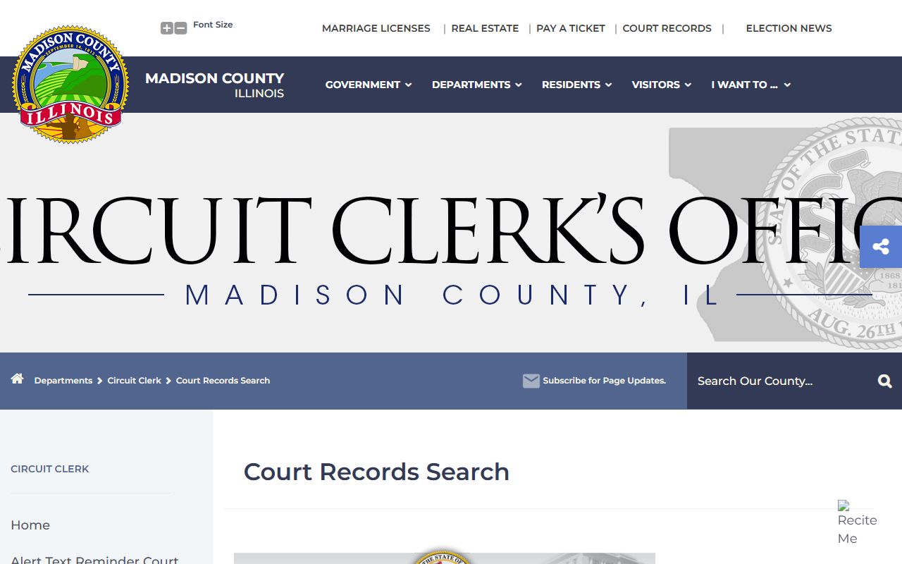 Madison County Circuit Clerk court records search portal