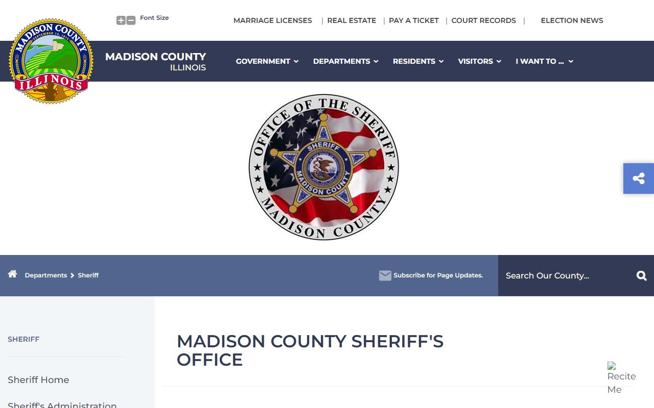 Madison County Sheriff's Office page for arrest records access