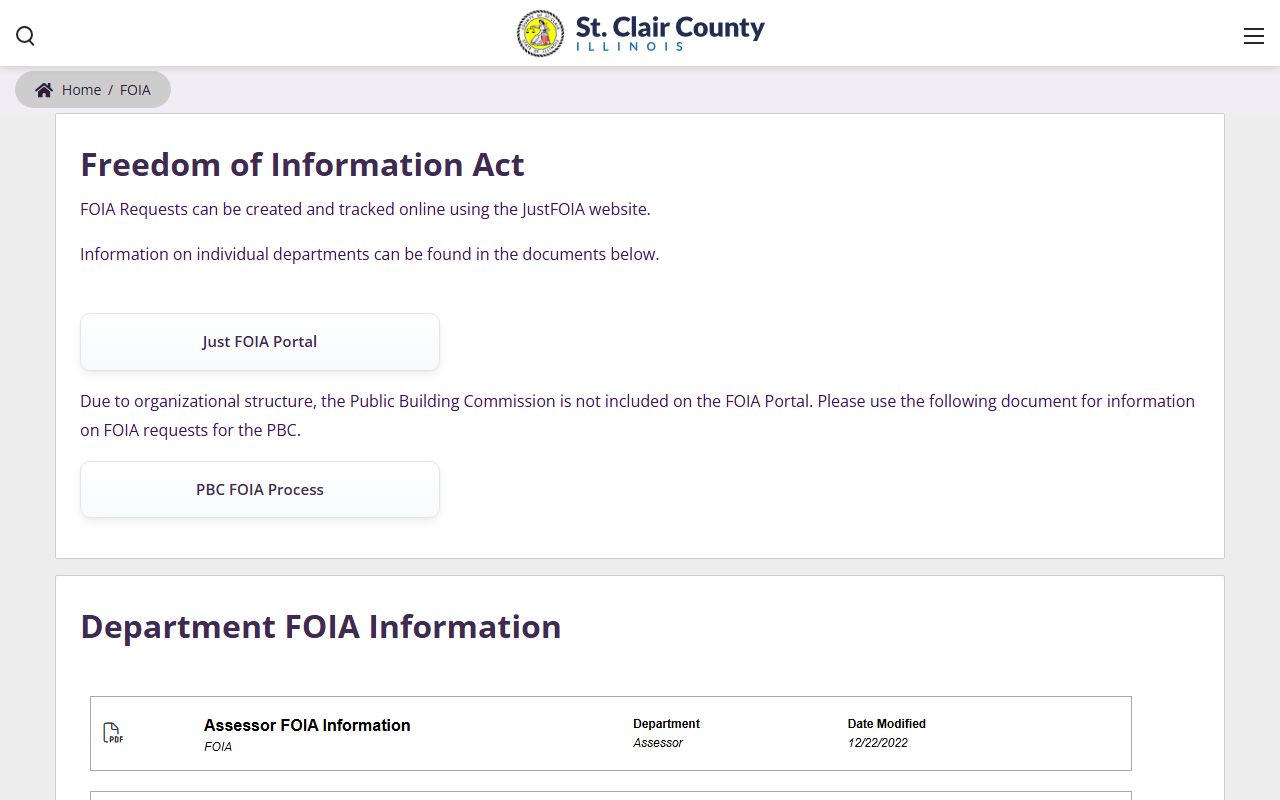 St. Clair County FOIA request information for accessing arrest records