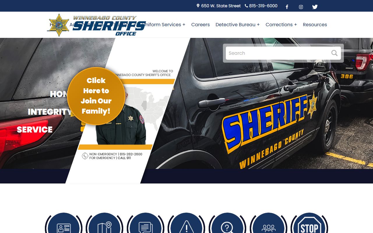 Winnebago County Sheriff's Office website for arrest records and inmate information